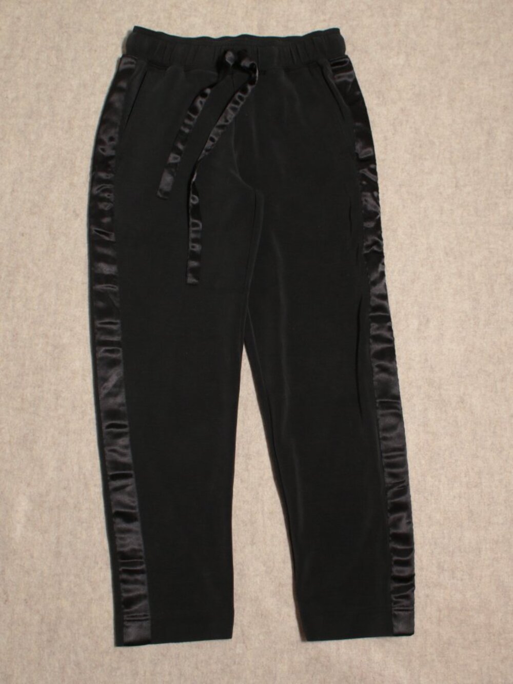 Club Monaco Black Satin-Stripe Pants